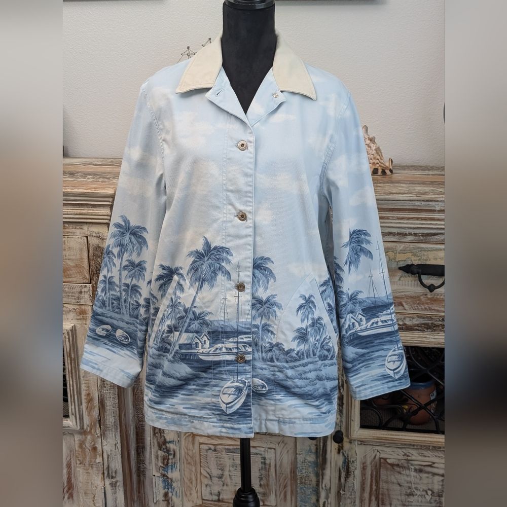 Ralph Lauren Naval Supply Tropical Scene Canvas Jacket Size Medium Vintage